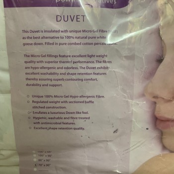 ไส้ปอกผ้านวม duvet microgel down alternatives ขนาด 70*90 นิ้ว